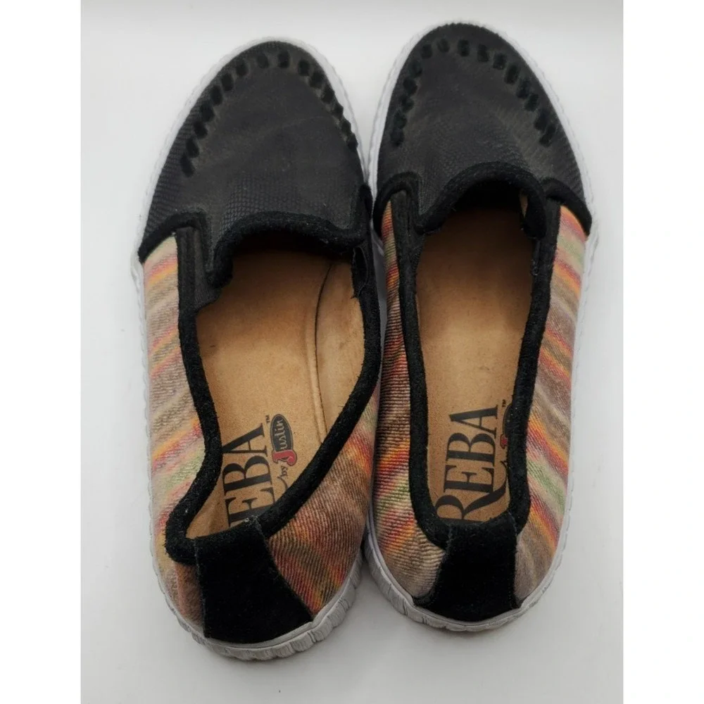 Reba by Justin RML080 Alice Platform Black Multi Color Stripe 8.5M Shoes